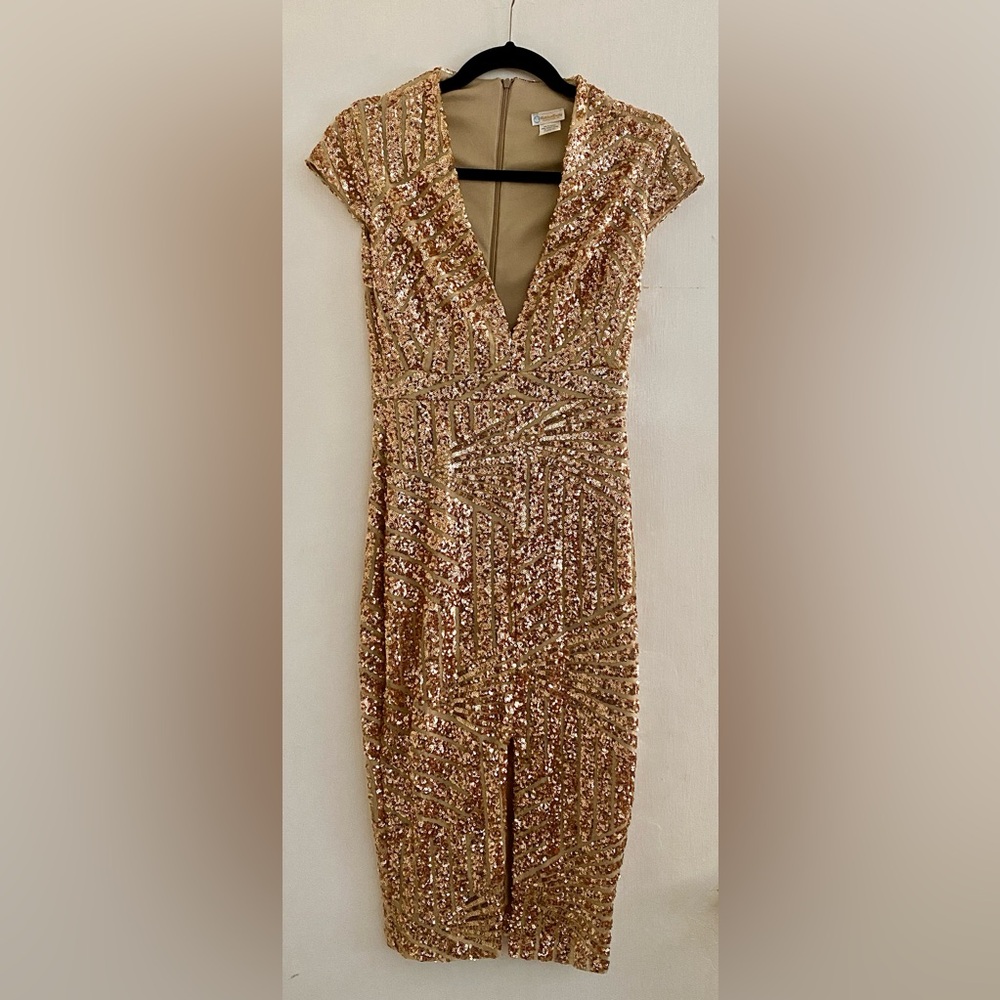 Stunning Gold Sequin Midi Dress